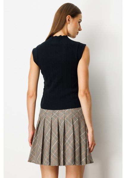 Kadın Yanları Büzgülü Kolsuz Triko Kazak 65355 Siyah fırsatları