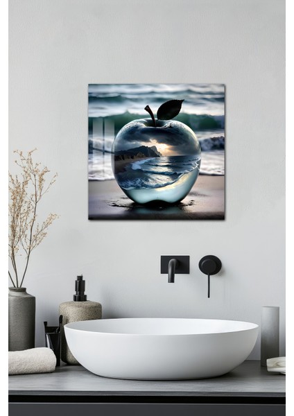 3D Görünümlü Temperli Cam Tablo – Deniz Dalgaları Temalı Uv Baskı 33X33 CM-CTK020