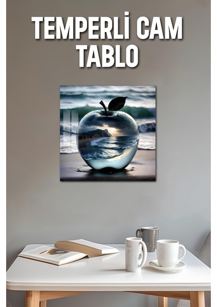 3D Görünümlü Temperli Cam Tablo – Deniz Dalgaları Temalı Uv Baskı 33X33 CM-CTK020 modelleri