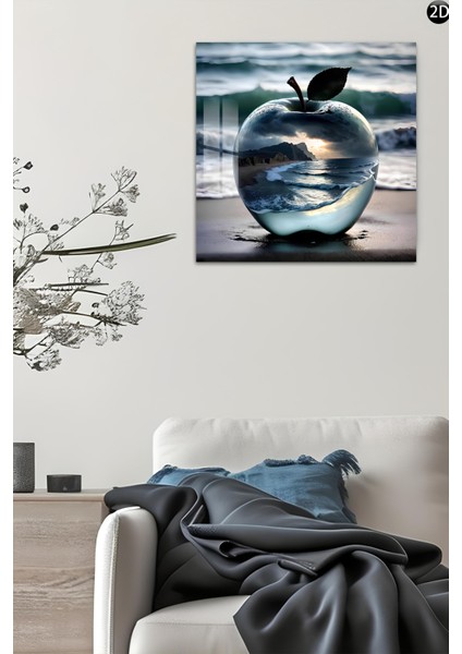 3D Görünümlü Temperli Cam Tablo – Deniz Dalgaları Temalı Uv Baskı 33X33 CM-CTK020