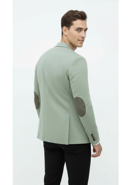 Haki Erkek Italyan Kesim Blazer Ceket – Kol Yamali, Slim Fit, Şık ve Modern Tasarım indirimleri