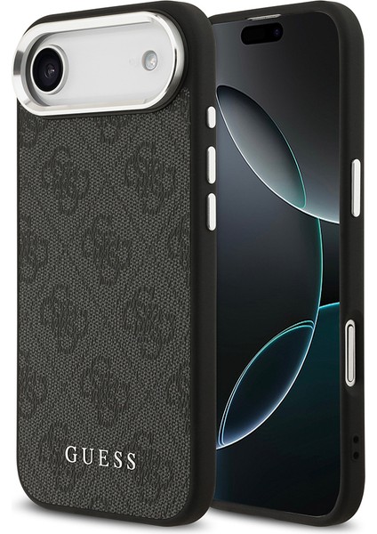 iPhone 17 Air Uyumlu Kılıf Guess Orjinal Lisanslı M-Safe Özellikli 4g Klasik Yazı Logolu Kapak Siyah