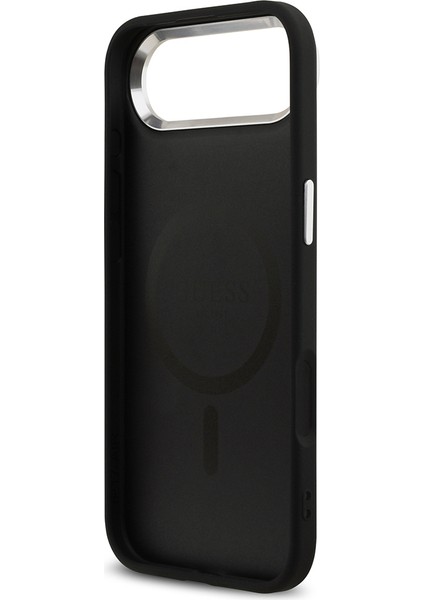 iPhone 17 Air Uyumlu Kılıf Guess Orjinal Lisanslı M-Safe Özellikli 4g Klasik Yazı Logolu Kapak Siyah