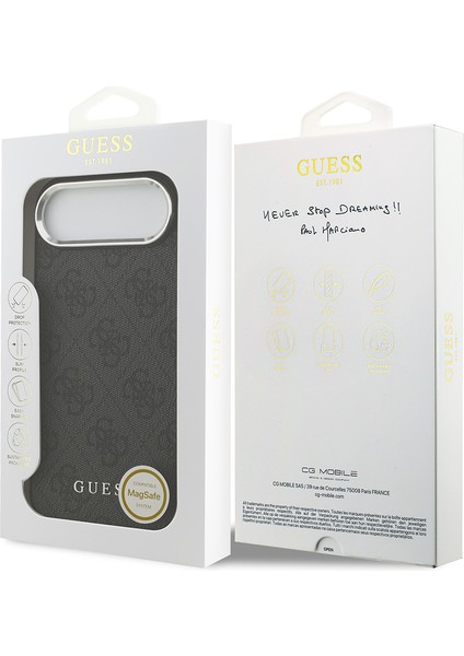 iPhone 17 Air Uyumlu Kılıf Guess Orjinal Lisanslı M-Safe Özellikli 4g Klasik Yazı Logolu Kapak Siyah