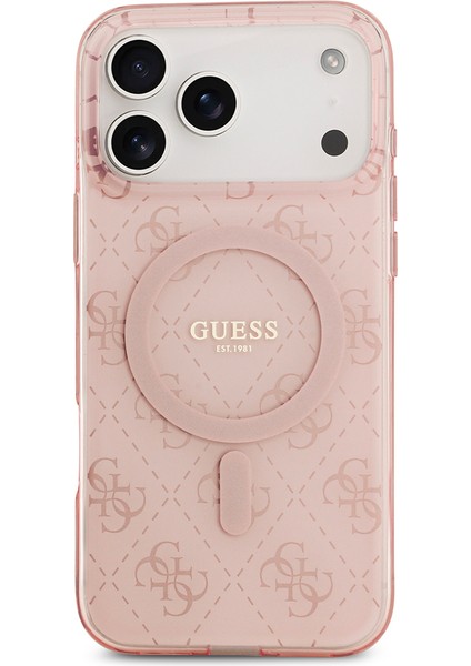 iPhone 17 Pro Max Uyumlu Kılıf Guess Lisanslı M-Safeli Iml Baskılı Klasik Logolu 4g Desenli Pembe modelleri