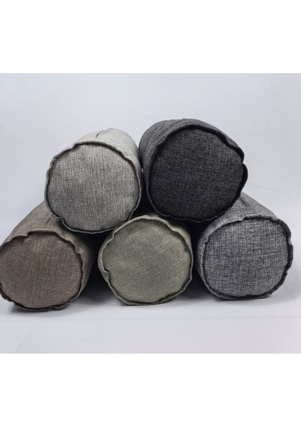 Keten Kumaş Silindir Yastık Fermuarlı Bolster Yoga Yastık Kılıfı Gri 20X50 indirimleri