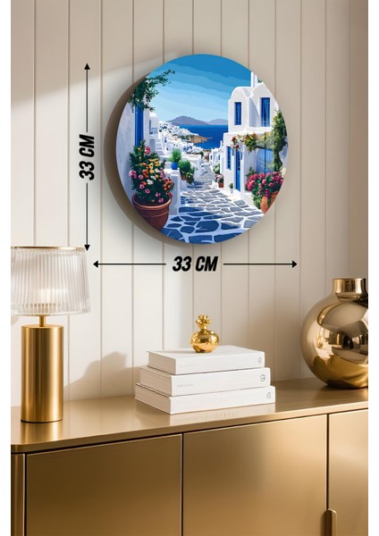 3D Görünümlü Temperli Cam Tablo– Sokak ve Deniz Manzarası Temalı Duvar Süsü Uv Baskı 33X33 CM-CDS108 modelleri