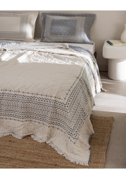 Brice Çift Kişilik %100 Pamuk Yatak Örtüsü - Gri fiyatları