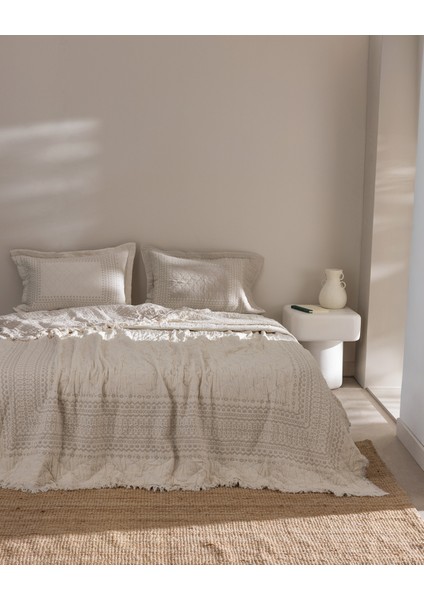 Brice Çift Kişilik %100 Pamuk Yatak Örtüsü - Bej