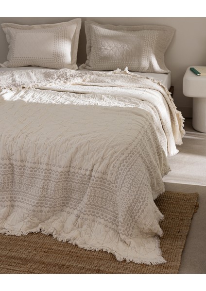 Brice Çift Kişilik %100 Pamuk Yatak Örtüsü - Bej fiyatları