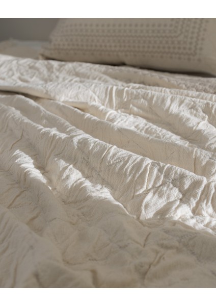 Brice Çift Kişilik %100 Pamuk Yatak Örtüsü - Bej