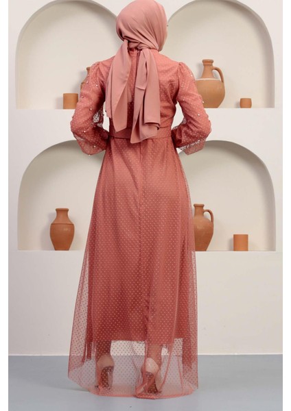 Kemeri Taşlı Tül Abiye Somon 12242 fırsatları