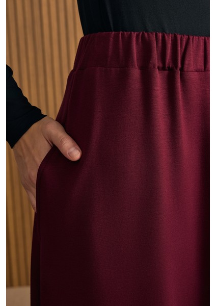 Beli Lastikli Örme Kloş Etek