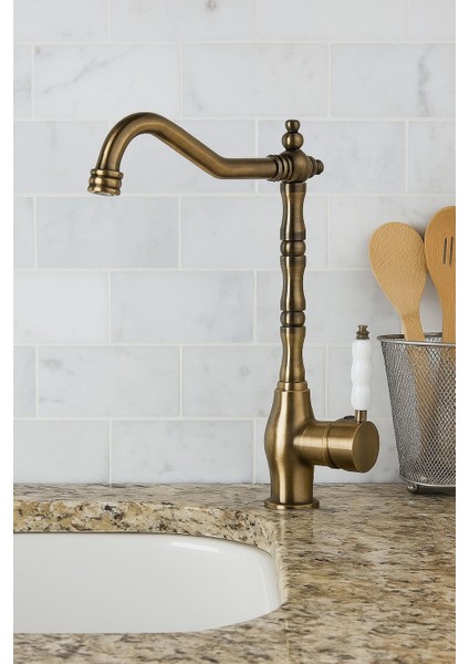 Rustik Antik Eskitme Gold Mutfak Evye Bataryası Otantik Osmanlı Prinç Gövde Vintage Tasarım Altın fırsatları