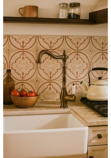 Rustik Antik Eskitme Gold Mutfak Evye Bataryası Otantik Osmanlı Prinç Gövde Vintage Tasarım Altın indirimleri