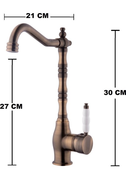 Rustik Antik Eskitme Gold Mutfak Evye Bataryası Otantik Osmanlı Prinç Gövde Vintage Tasarım Altın