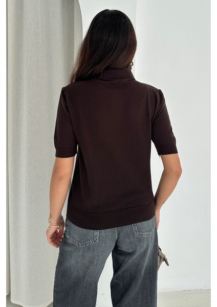 Kadın Polo Yaka Düğmeli Fular Detay Triko Kazak – Retro Accent indirimleri