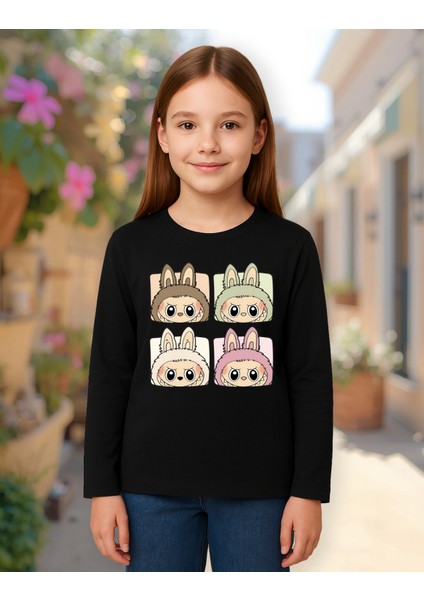 Labubu Uzun Kollu Baskılı Unisex Çocuk Tişört (4-13 Yaş) fiyatları