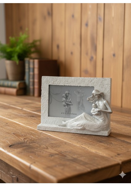 Anne ve Bebek Temalı Kabartmalı Dekoratif Fotoğraf Çerçevesi - Anılarınız Için Şık Bir Yuva