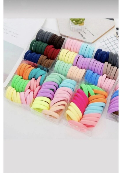 Havlu Lastik Toka 100 Adet Karma Renkli Kadın Aksesuarı Pratik Kullanım İçin