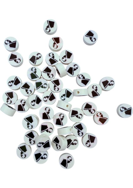 50 Adet Atatürk Figürlü Fimo Takı Yapım Fimosu