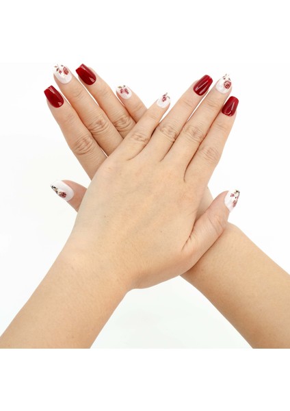 10'lu Kırmızı Orta Balerin TT0901 Tekrar Kullanılabilir El Yapımı Protez Takma Tırnak - Kırmızı-M fiyatları