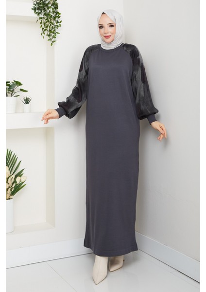 Kadın Kolu Ipek Kupra Merserize Triko Elbise -PMK484