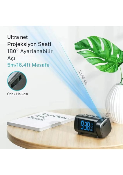 LED Dijital Akıllı Çalar Saat Elektronik Masaüstü Saati USB Uyandırma Saati 180° Zaman Yansıtma Fonksiyonuyla