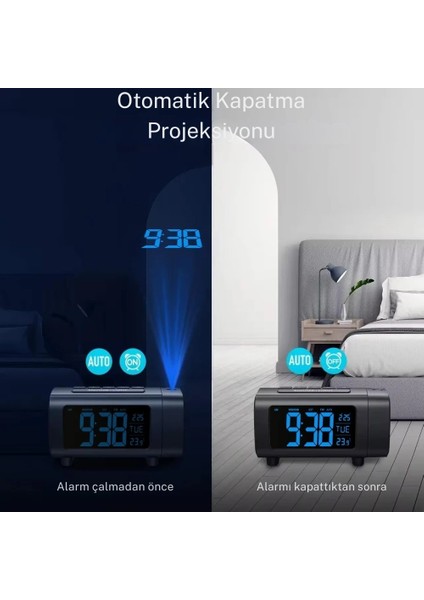 LED Dijital Akıllı Çalar Saat Elektronik Masaüstü Saati USB Uyandırma Saati 180° Zaman Yansıtma Fonksiyonuyla fiyatları