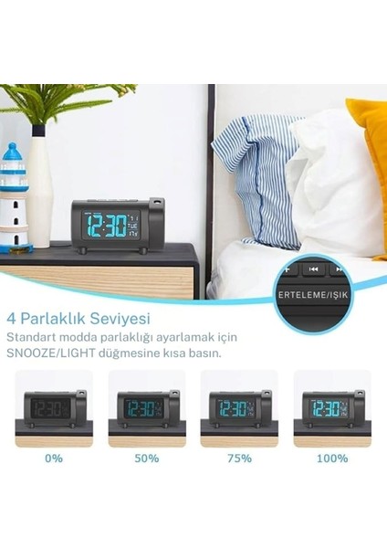 LED Dijital Akıllı Çalar Saat Elektronik Masaüstü Saati USB Uyandırma Saati 180° Zaman Yansıtma Fonksiyonuyla fırsatları