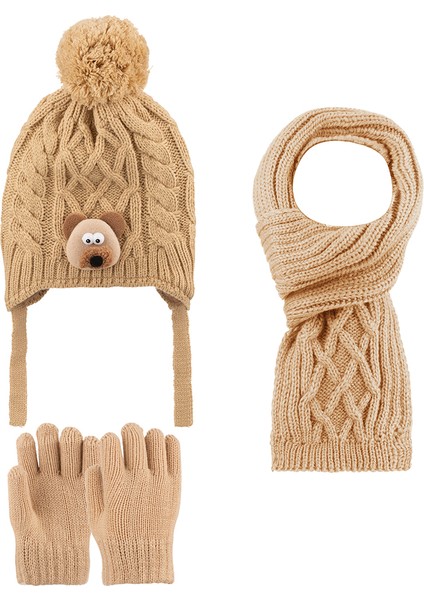 1-4 Yaş Erkek Çocuk 3'lü Takım Atkı, Bere ve Eldiven Set