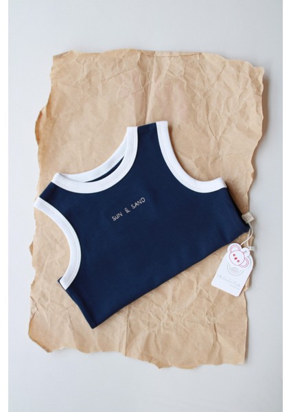 Lacivert Nakışlı Biyeli Atlet fiyatları