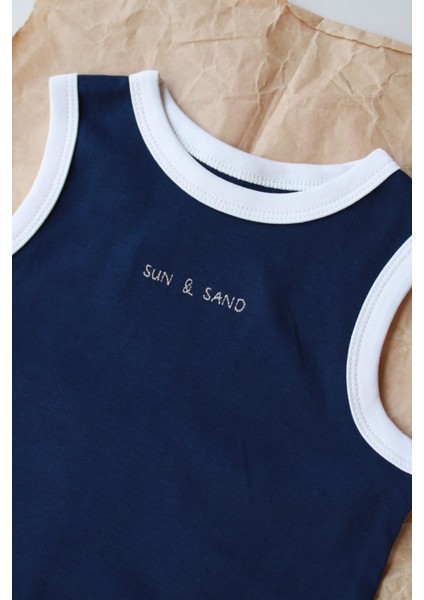 Lacivert Nakışlı Biyeli Atlet modelleri