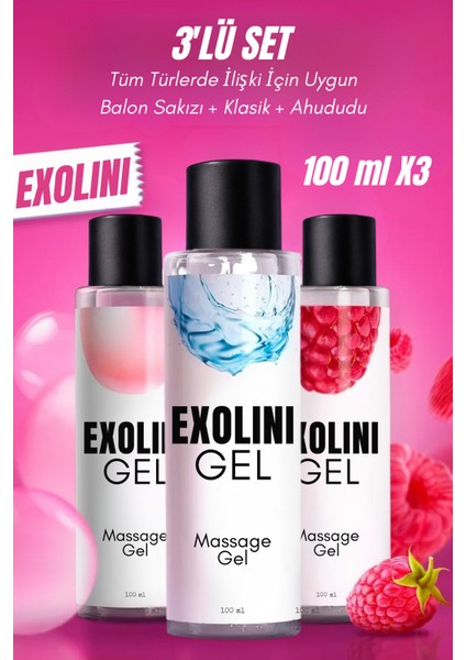 Kadınlara Özel 3'lü Jel Set | Balon Sakızı Ahududu Klasik | Yumuşak ve Akıcı Deneyim 3X100ML