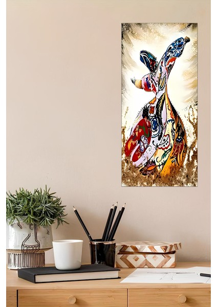 Altın Turna Kuşu Temalı Temperli Cam Dik Tablo 30X60 cm Ebadında Uv Baskı - DCT074