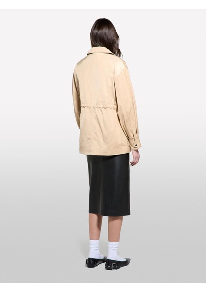 Kruvaze Beli Lastikli Balon Kol Ceket Kadın Kum Rengi Ceket - 325P22KVLN05I modelleri