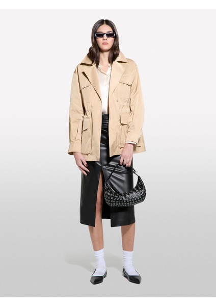 Kruvaze Beli Lastikli Balon Kol Ceket Kadın Kum Rengi Ceket - 325P22KVLN05I indirimleri