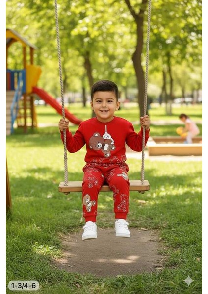Kırmızı Ayıcık 4-5-6 Yaş Çocuk Alt Üst Takım Pijama Takım indirimleri