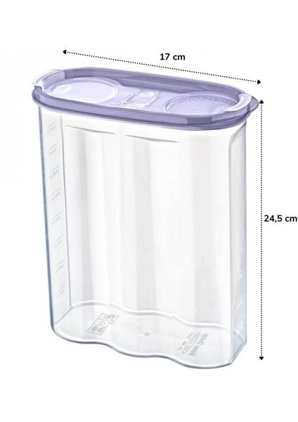 2 Kapaklı Ölçekli Erzak Kuru Gıda Saklama Kutusu Kabı 2,4 LITRE-SA940 (K95) fırsatları