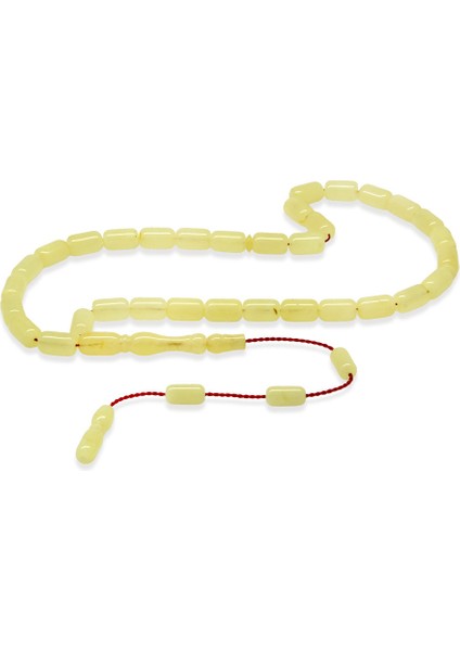 Damla Kehribar Tesbih - Sistemli Tasarım - Açık Sarı Renk - Kapsül Kesim