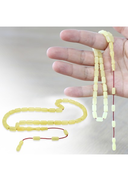 Damla Kehribar Tesbih - Sistemli Tasarım - Açık Sarı Renk - Kapsül Kesim fiyatları