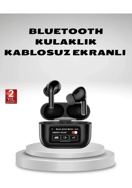 Aktif Gürültü Engelleme (Anc) Kablosuz Bluetooth Kulaklık – Dijital Ekranlı, Dokunmatik ve Uzun Pil Ömürlü
