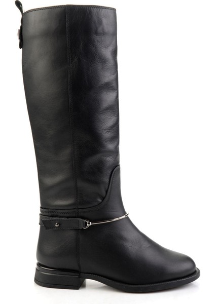 Siyah Hakiki Deri Kadın Çizme K03724260703