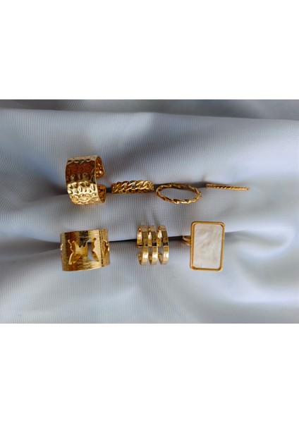 Çelik Zarif Tasarım Ayarlanabilir 7 Parça Yüzük