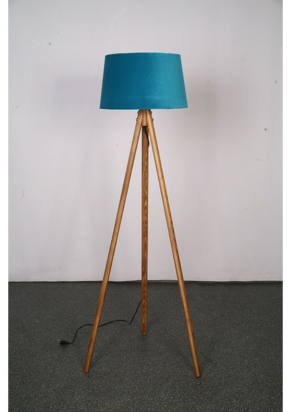 Ağaç Ustası Oval 3 Ayak Tripod Lambader Abajur Köşe Lambası Ahşap Ceviz