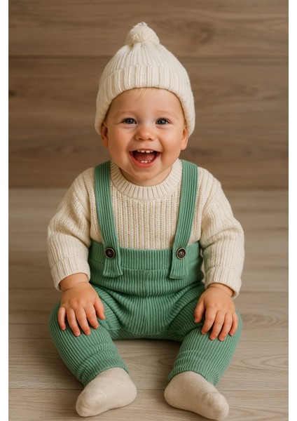 Laura Baby Erkek Bebek/çocuk Şapkalı 3 Lü Tulum Set