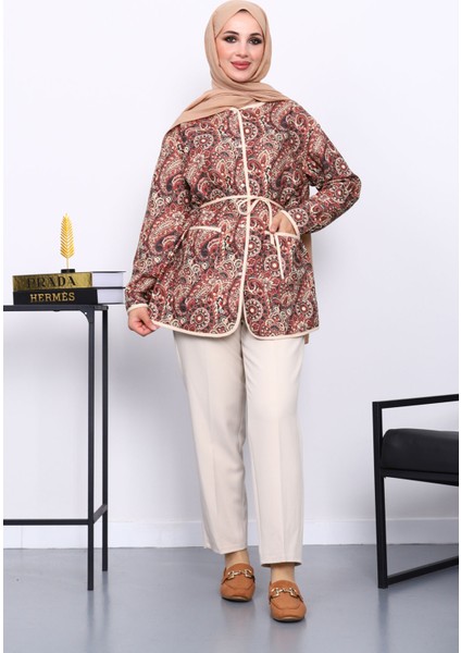 Krem Etnik Desenli Cepli Ceket fiyatları