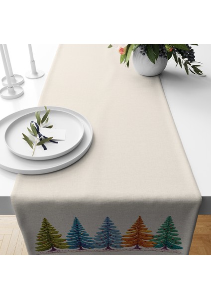 Dijital Baskılı Runner - Yılbaşı / Christmas Desenli - 140X40 cm