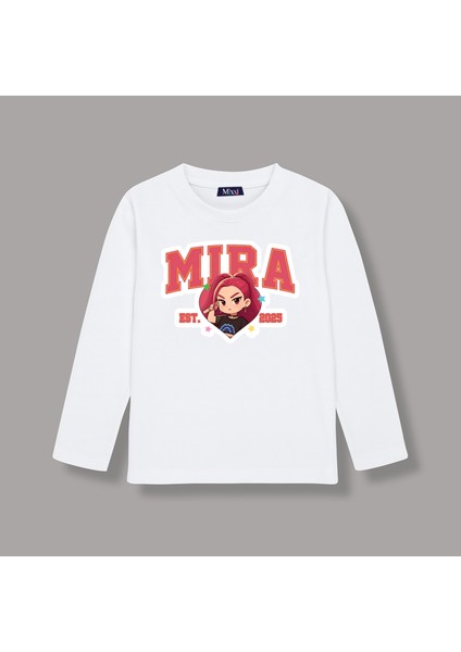 Kpop Demon Hunters Huntrix Mira Uzun Kollu Baskılı Kız Çocuk Tişört (4-13 Yaş))