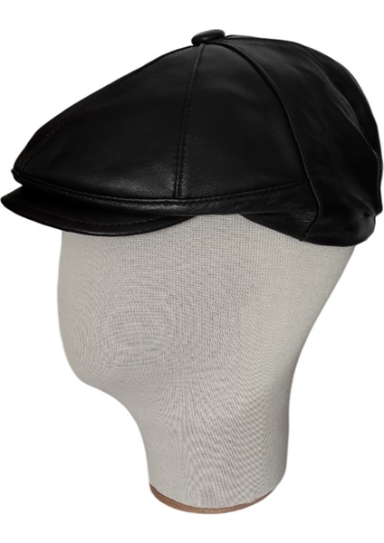 Hakiki Deri Klasik Erkek Kasket Şapka